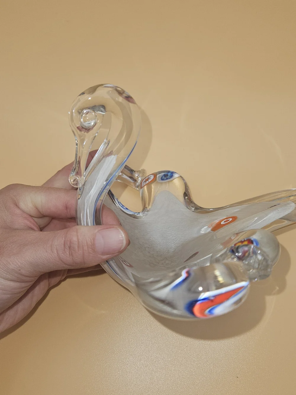 Clear Glass Swan Figurine - Decorative Home Accent